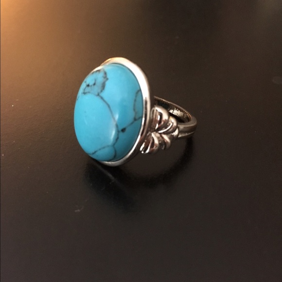 Turquoise and sterling silver ring.