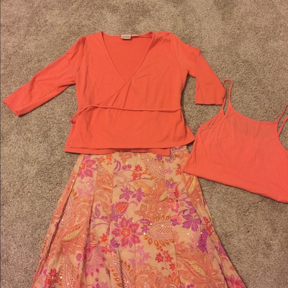 Skirt and wrap cotton cardigan