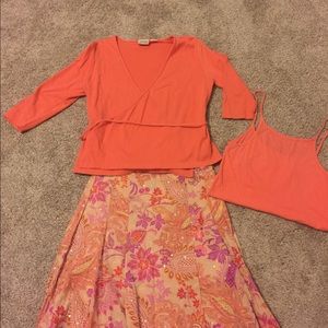 Skirt and wrap cotton cardigan