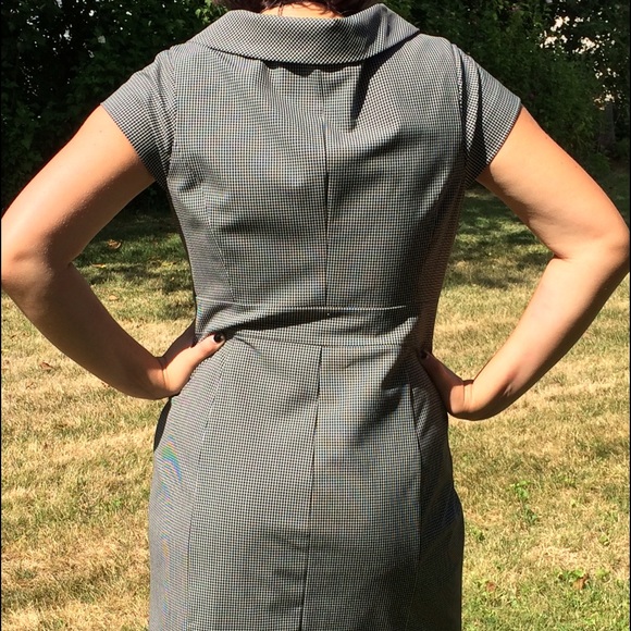 Black & White Gingham Bow Fitted Party Dress 12/L - Picture 3 of 4