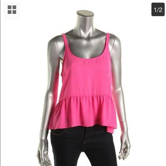 Aqua Pink Peplum Silk Tank
