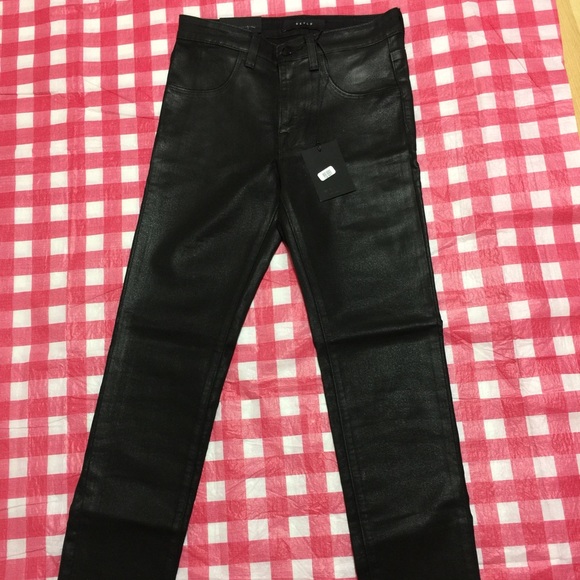 DSTLD HIGH WAISTED SKINNY JEANS IN BLACK COATED - Picture 2 of 4