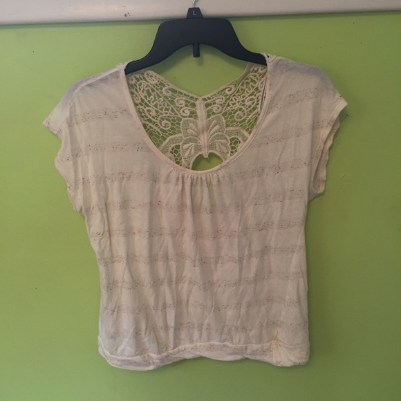 DONATED Cute cream top with crochet back
