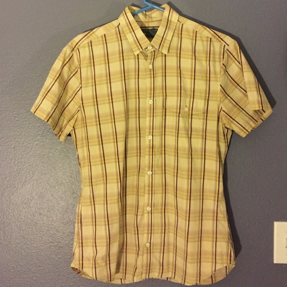 Men's H&M Tan Short Sleeve Button Down