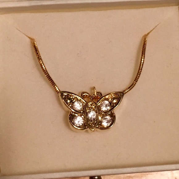 Butterfly necklace with April birthstones - Picture 1 of 3