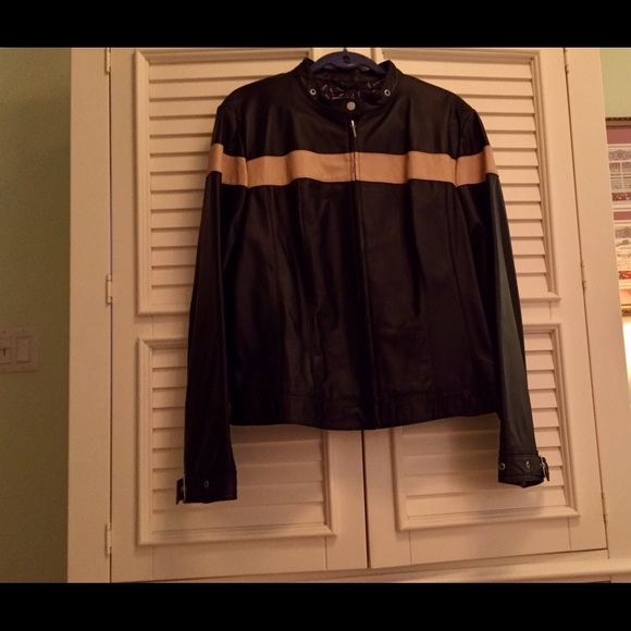 A Bradley Bayou Leather Jacket With Chest Strpes