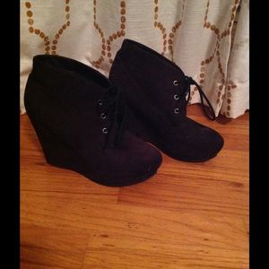 Madden Girl Black Wedge Booties
