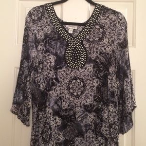 Black gray white top