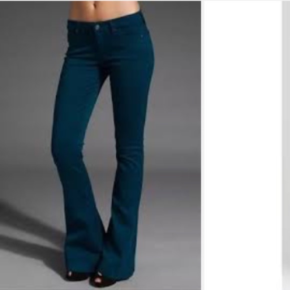 7 For All Mankind Jiselle Flare Emerald GreenSz28 - Picture 3 of 4