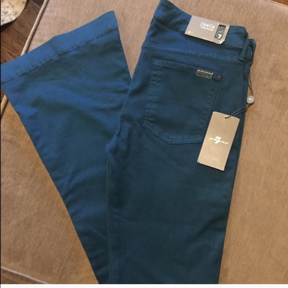 7 For All Mankind Jiselle Flare Emerald GreenSz28 - Picture 4 of 4