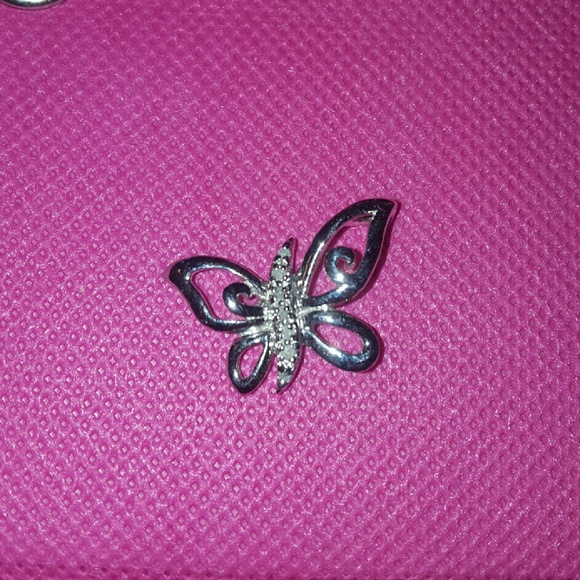 Sterling silver diamond accent butterfly charm