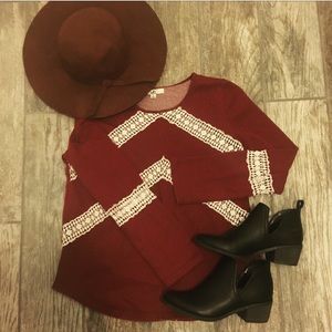 Burgundy Lace Top