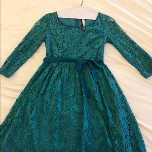 Kensie teal vintage lace dress
