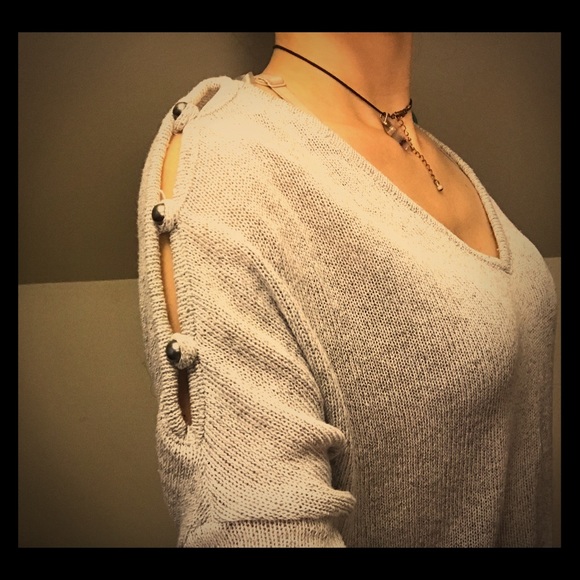 Gray v-neck blouse