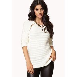 Forever 21 Cream Knit Sweater