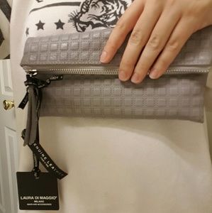 🛇SOLD🛇Laura Di Maggio grey leather clutch wallet