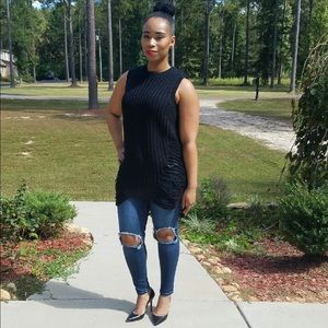 Black distressed sweater