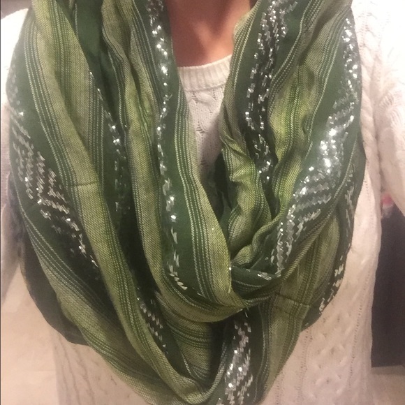Green and Silver Infinity Scarf