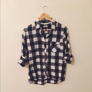 Long Sleeve Plaid Button Front Shirt