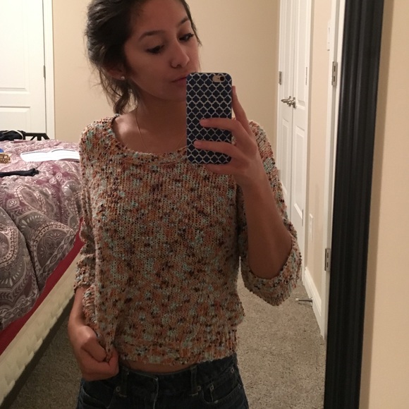 Multi-colored crop sweater