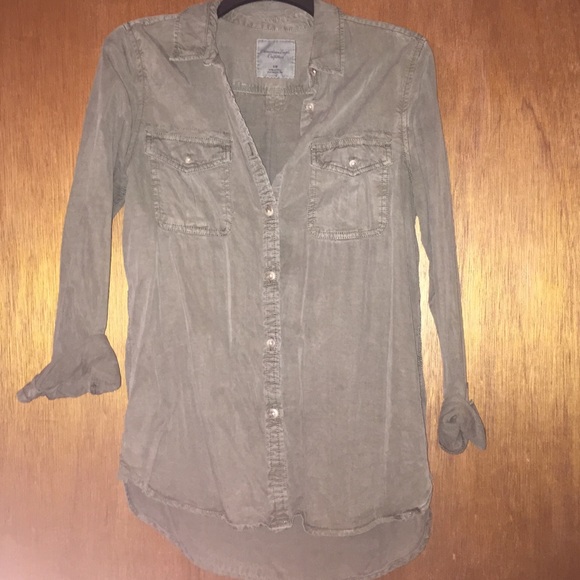 Olive green button down