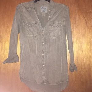 Olive green button down