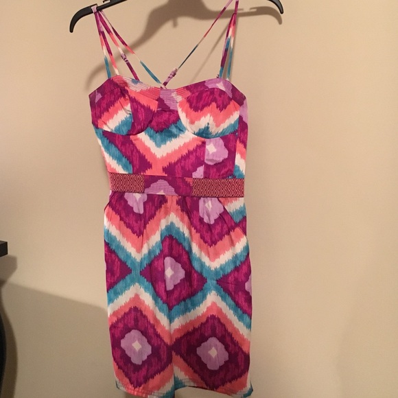 Multi-colored zip up dress