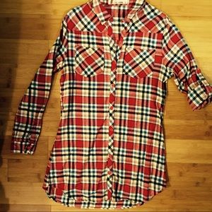 Plaid flannel shirt dress