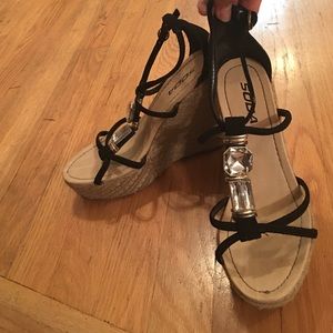 Soda embellished wedge sandals