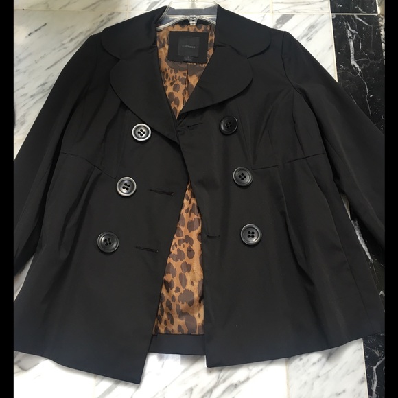 EXPRESS, BLACK JACKET, ANIMAL PRINT LINING, NWOT