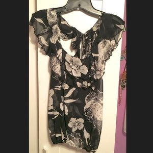 Black and white floral blouse