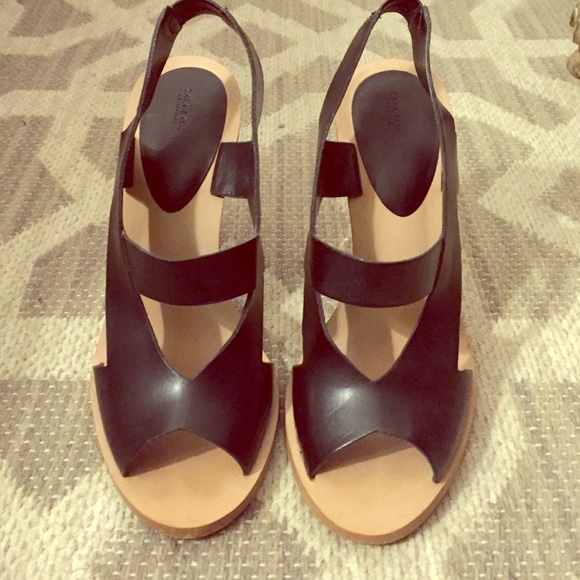 Zara Basic open toe back strap wedge