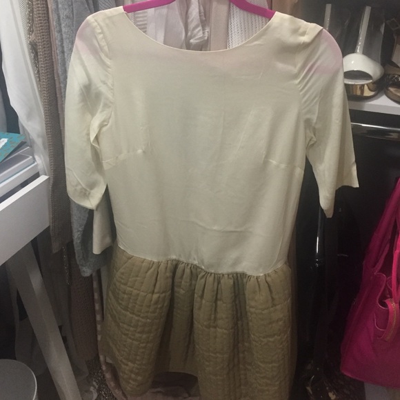 Silk mini dress with quilt skirt