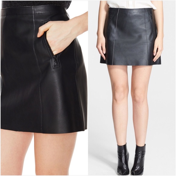 vince leather mini skirt