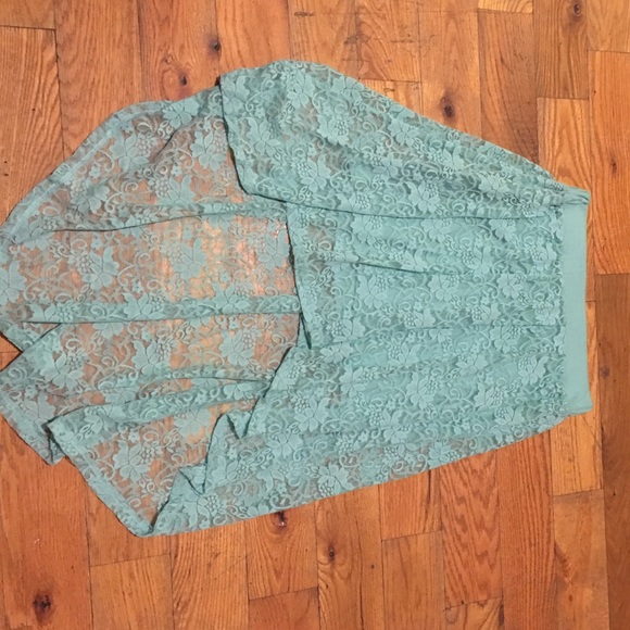 beautiful green/blue, high-low, high waisted skirt