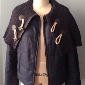 ANTHROPOLOGIE NAVY TOGGLE + ZIPPERED FALL JACKET