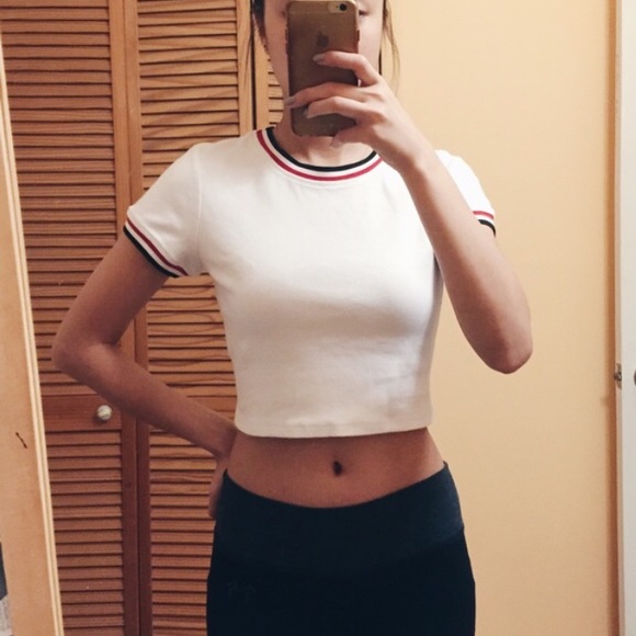 White crop top with trim details