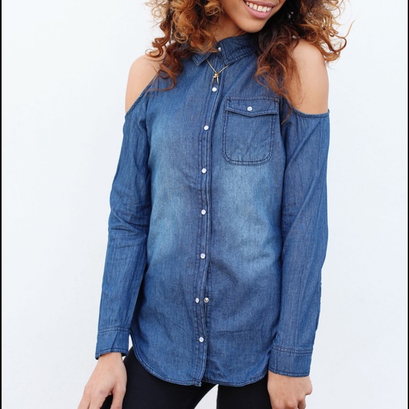 Denim Button Up Top - Picture 2 of 4
