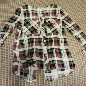 Plaid button up blouse