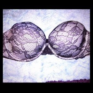 Victoria's Secret black lace strapless bra
