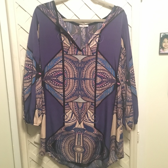Long sleeve printed GLAM shift dress