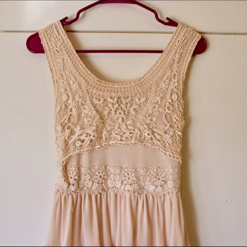 Adorable boho cream lace&chiffon dress! - Picture 2 of 4