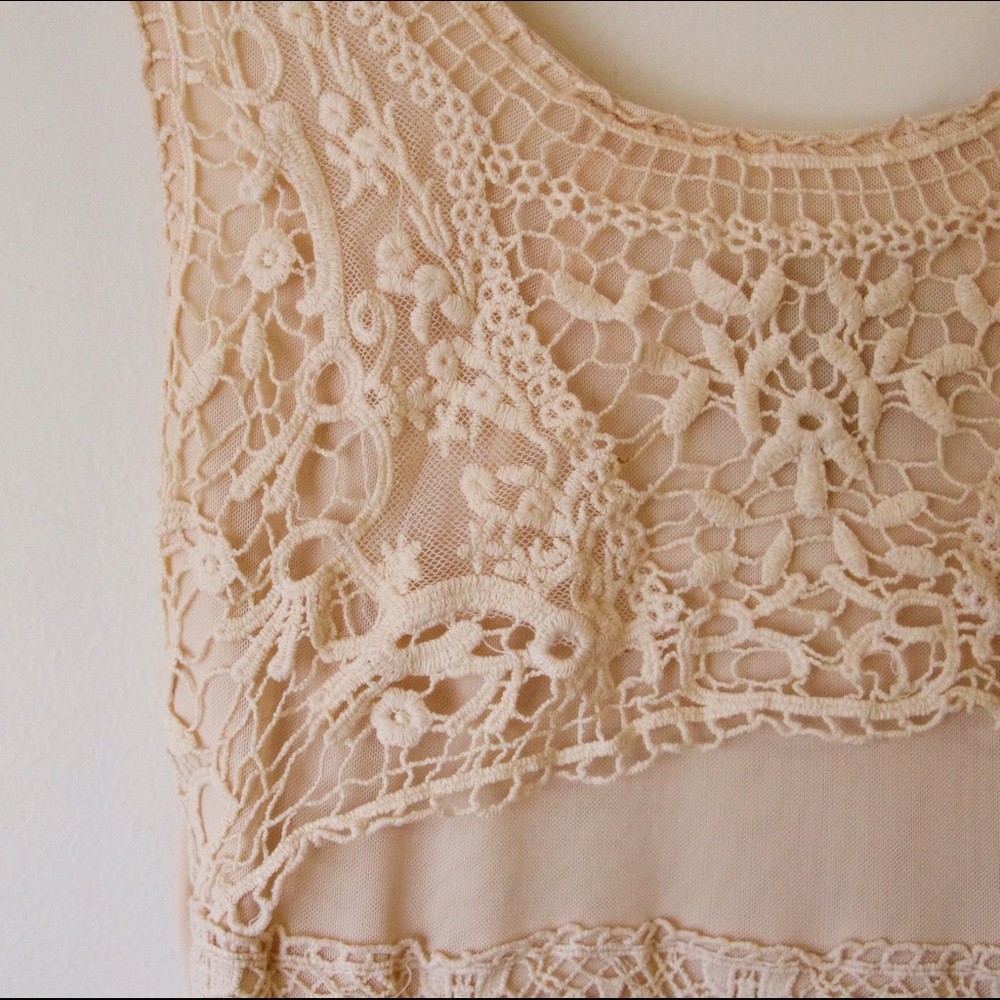 Adorable boho cream lace&chiffon dress! - Picture 3 of 4