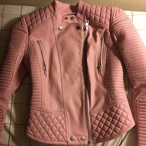 Asos leather jacket rose pink