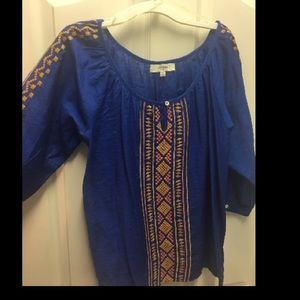 Medium Royal Blue 3/4 Sleeve Blouse