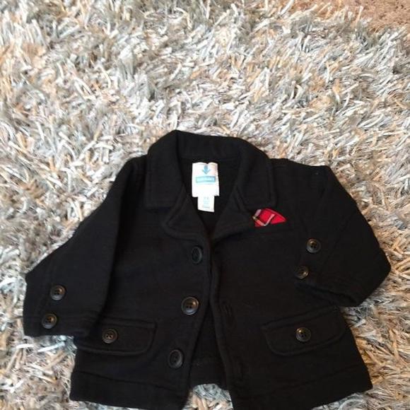 Black Cotton Blazer attached red pocket square