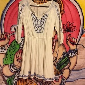 blue and white tribal dress