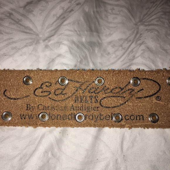 Ed Hardy hand made leather and crystal belt. main image 4