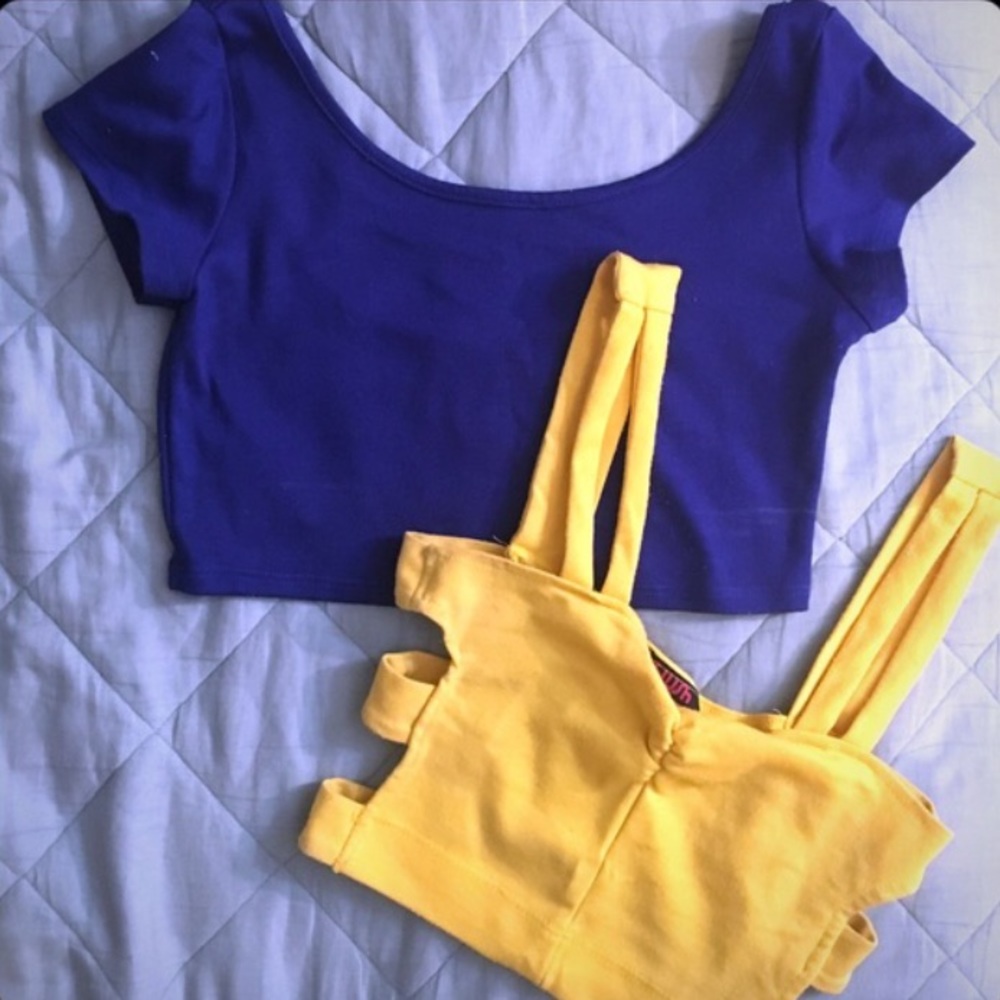 Blue and Yellow Crop Tops