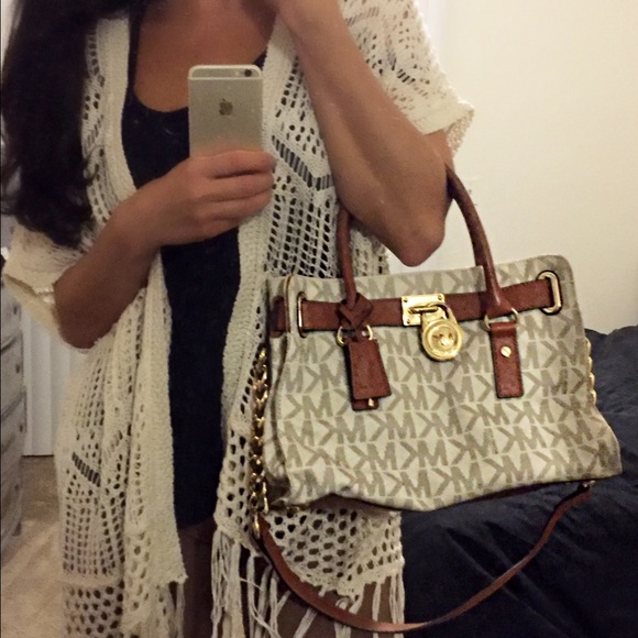 Michael Kors Monogram Purse Satchel Gold chain